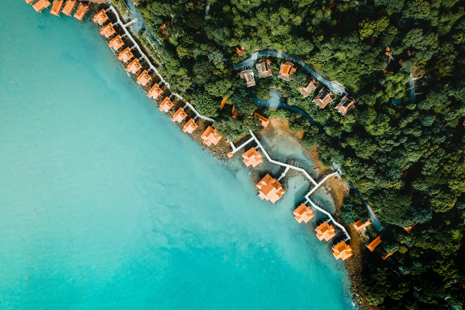 top view of beach resort